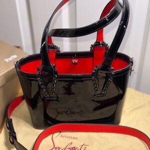 Inspired Red Bottom Glossy Black and Red Tote